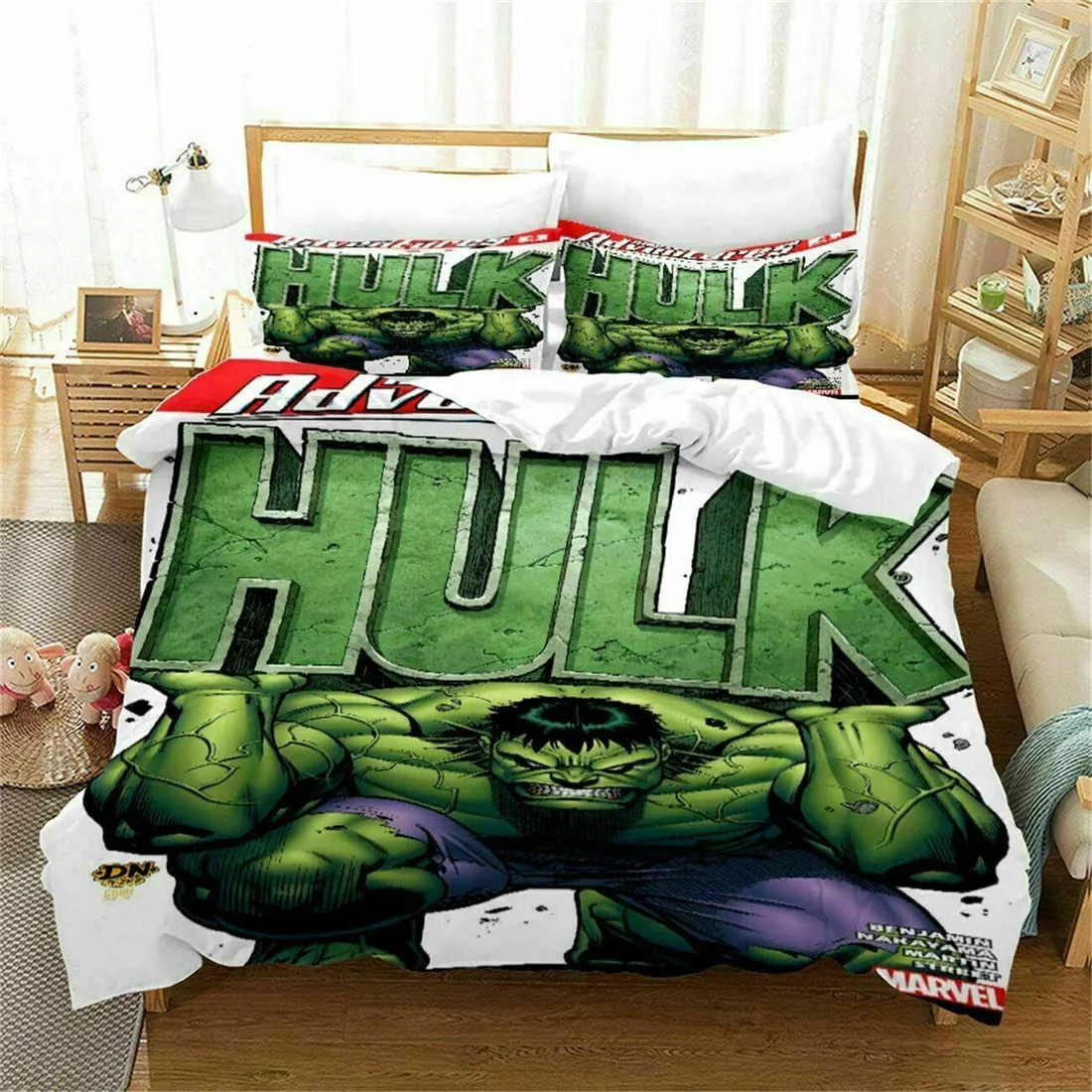 Set biancheria da letto Hulk, copripiumino trapunta in microfibra super morbida con cerniera con federe per bambini, adolescenti, set di biancheria da letto per adulti  15