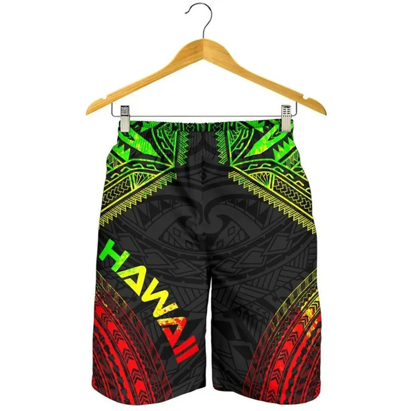 

Hawaii Luxury 3D Print Polynesian Tribal Board Shorts Men's Beach Shorts Women Vacation Short Pants Fashion Street Floral Shorts