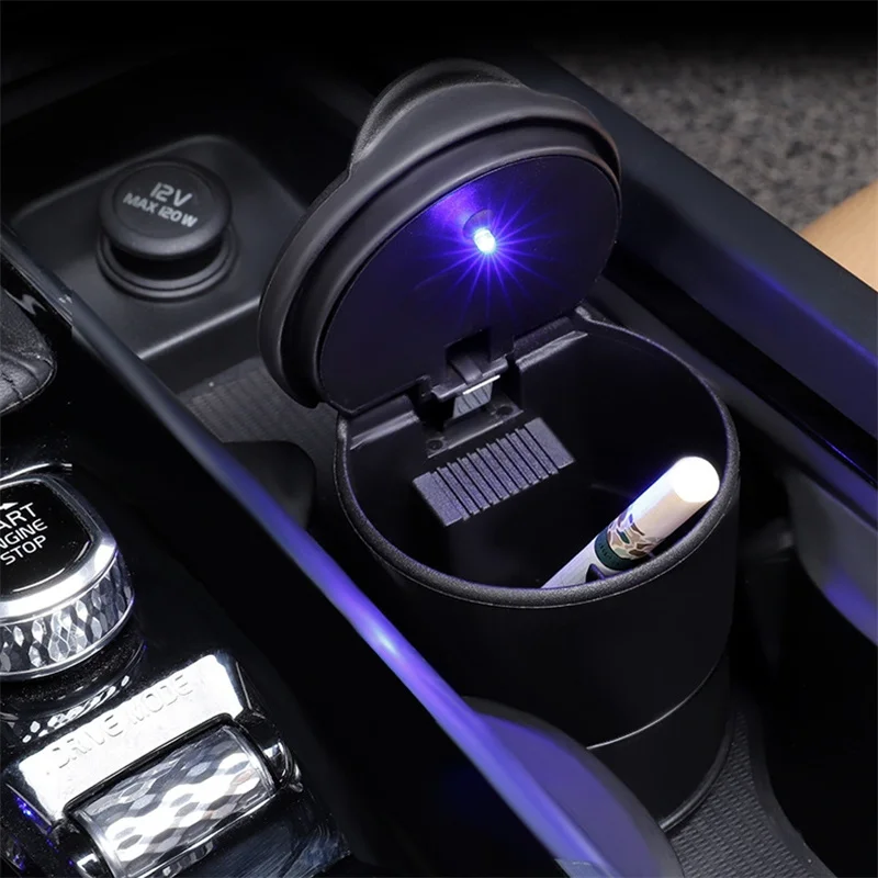 1pcs Portable Car Cigarette Ashtray Cup With LED Light Detachable One Touch Open Vehicle Ashtray Holder Auto Accessories