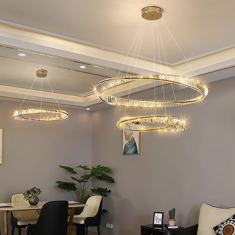 

New Modern Ring LED Crystal Chandelier For Living Room Gold Design Dining Room Home Decor Light Fixture Cristal Bedroom Lamp