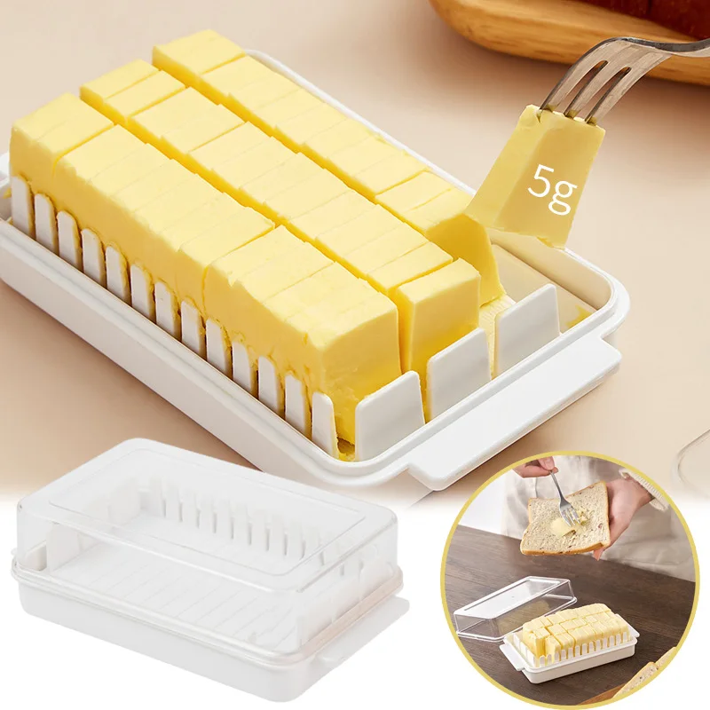 Butter Cutting Crisper Cheese Storage Box Lid Removable Washable Refrigerator Butter Knife Cutting Container