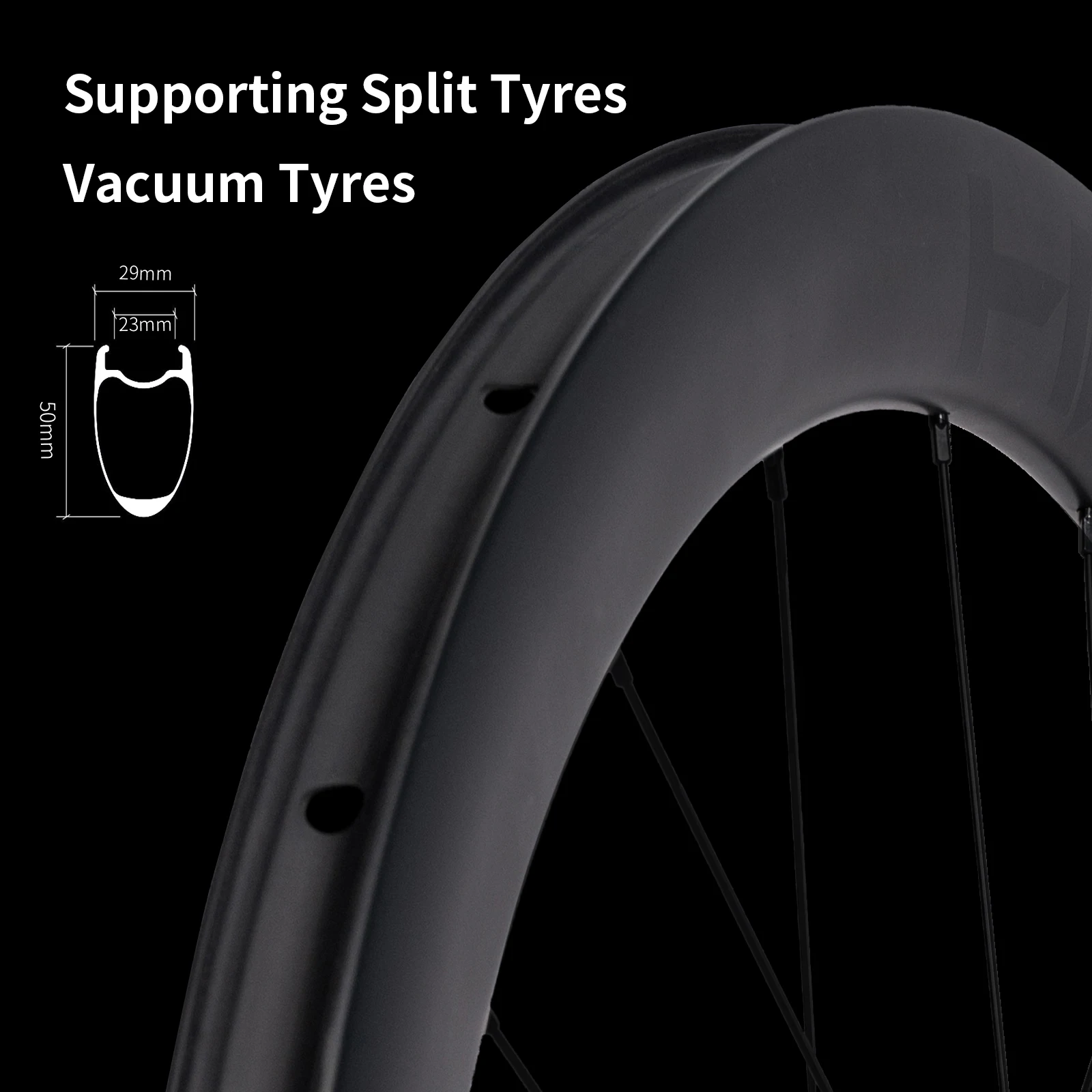 700C Road T800 Carbon Wheel set 50mm-Tubeless Ready, Center