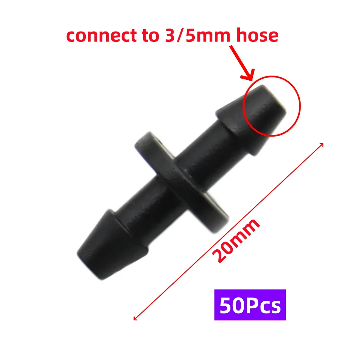Hose Barbed Connector Agricultural Garden Irrigation Fittings 3/5mm 1/8" 50 Pcs