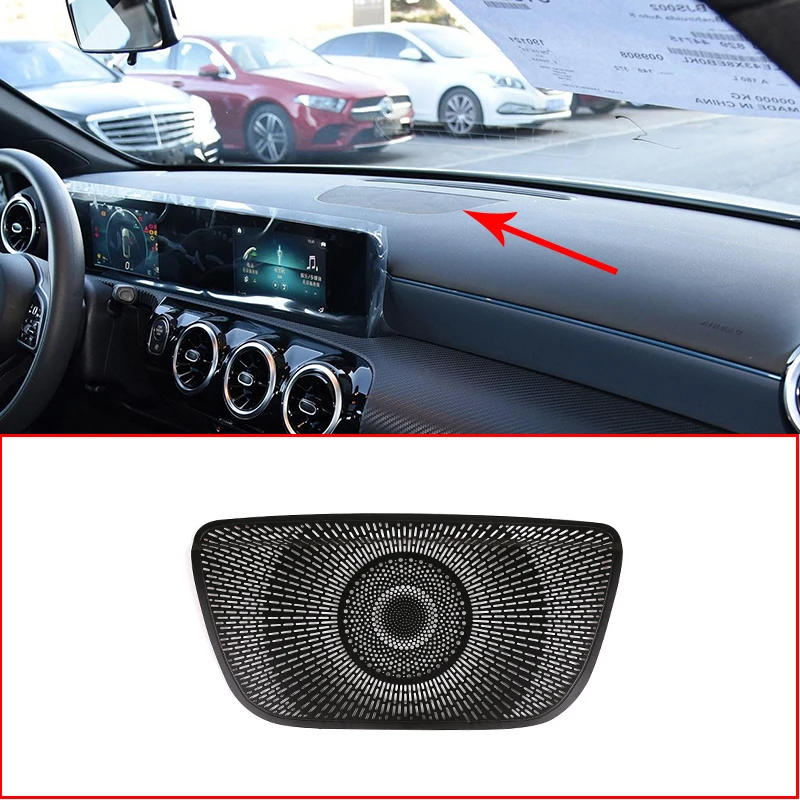 

For Mercedes benz A Class W177 V177 A180 A200 2019 2020 Aluminum Alloy Black Car Dashboard Speaker Cover Trim Accessories