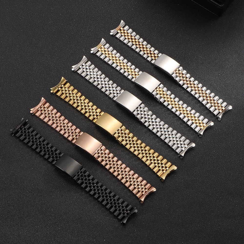 Luxury Curved End Stainless Steel Watch Band Bracelet