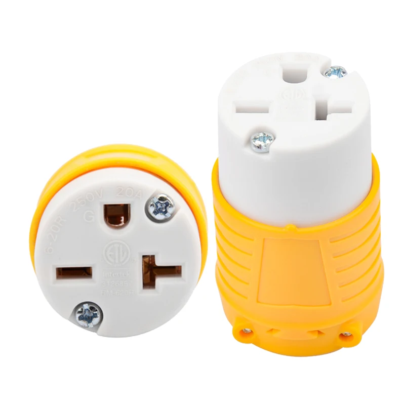 Yellow American NEMA 6-20R assembled female industrial 20A/250V equipment direct wiring socket ETL certification electrical socket