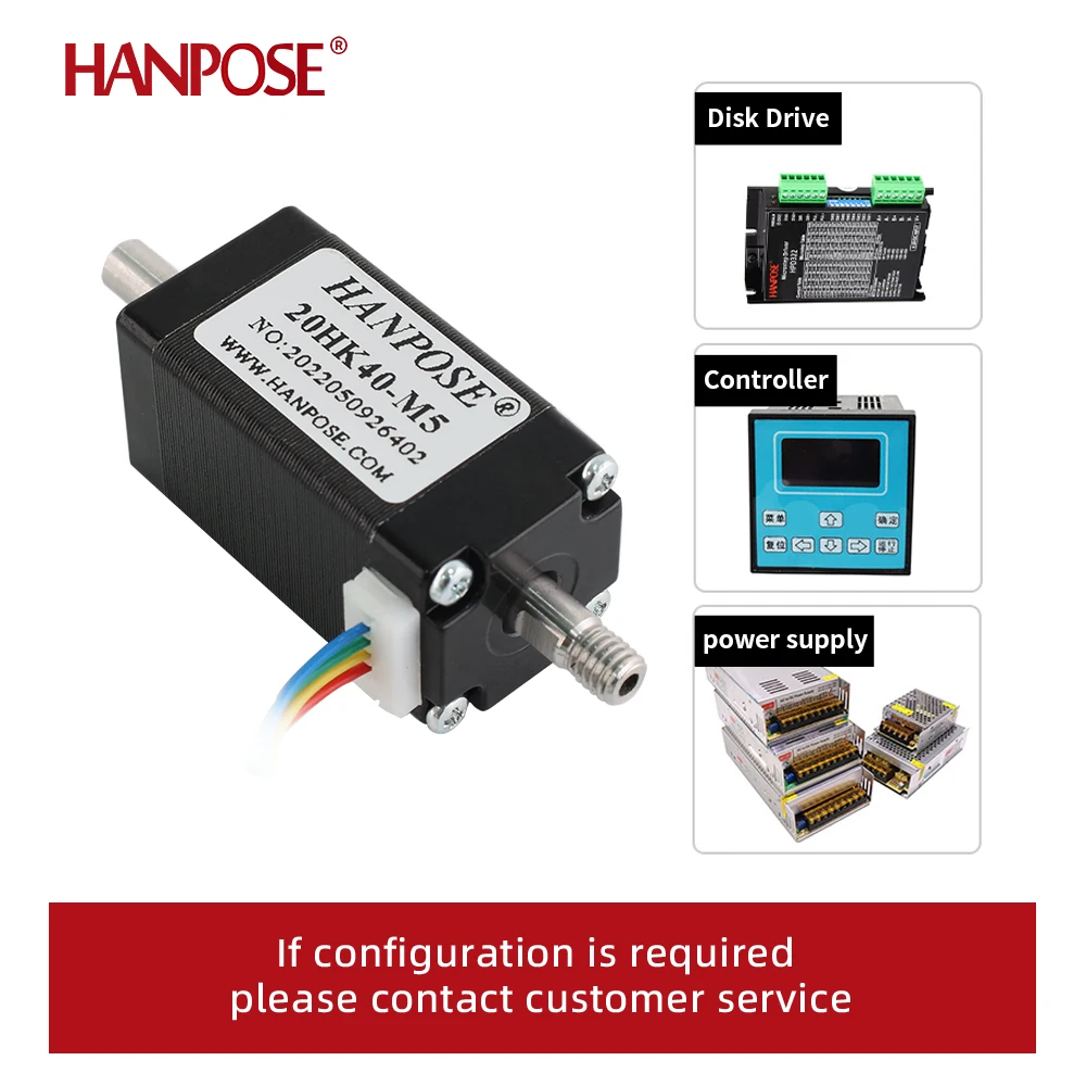 HANPOSE 20HK40-M5 0.8A 0.03N.M 중공 이축 20 스테퍼 모터 3D 프린터 부품용 Nema8 스테퍼 모터