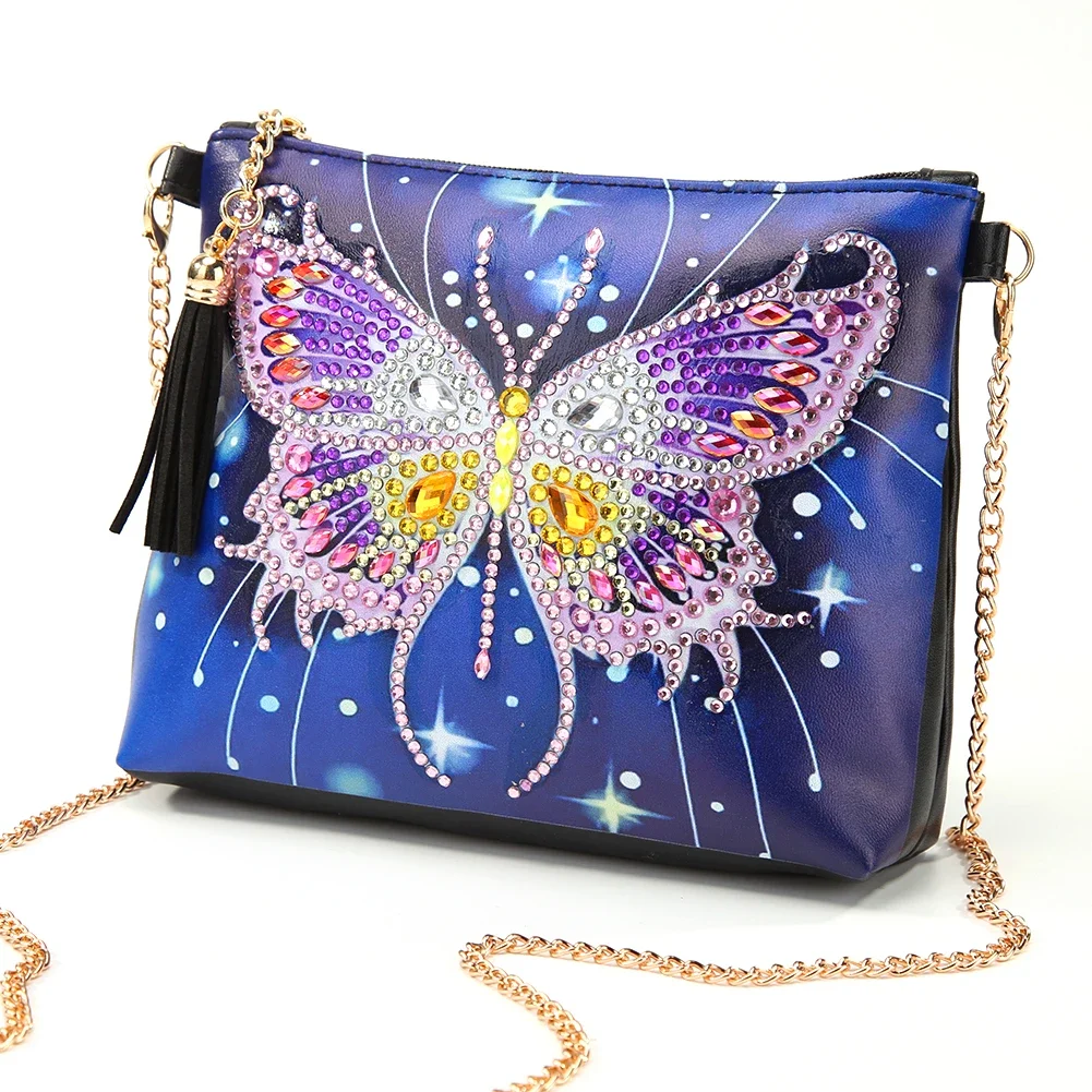 5D DIY Diamond Painting Peafowl Butterfly Flower Leather Crossbody Chain Bag Diamond Embroidery Bag Wallet Pouch Girlfriend diamond painting