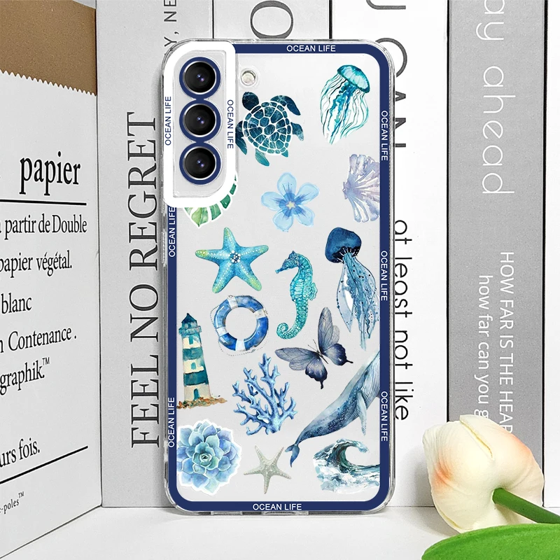 Pink Summer Ocean Turtle & Dolphin Print Clear Phone Case - Soft Protective Cover