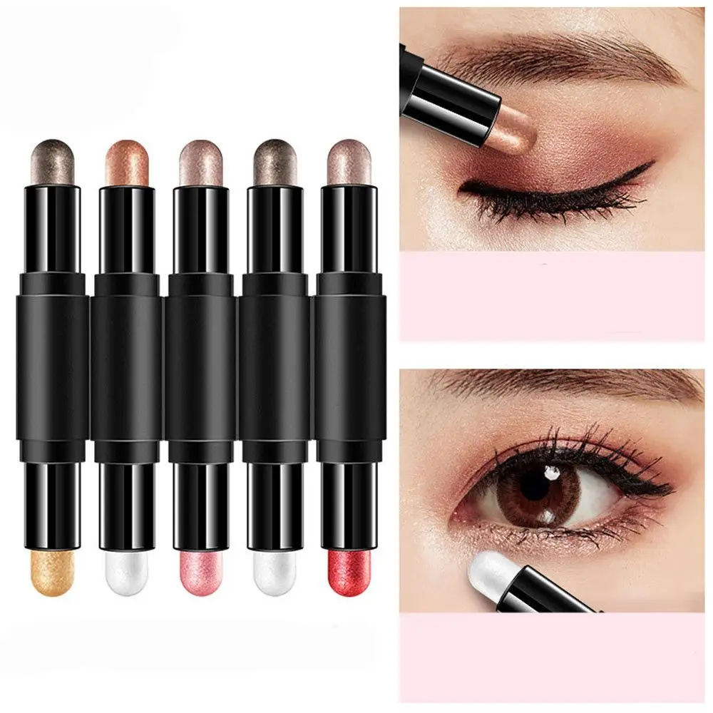 Double Head Eyeshadow Stick Colorful Shimmer High Pigmented Waterproof Cream Eyeshadow Pencil Long Lasting Makeup Cosmetic Eyeshadow Stick
