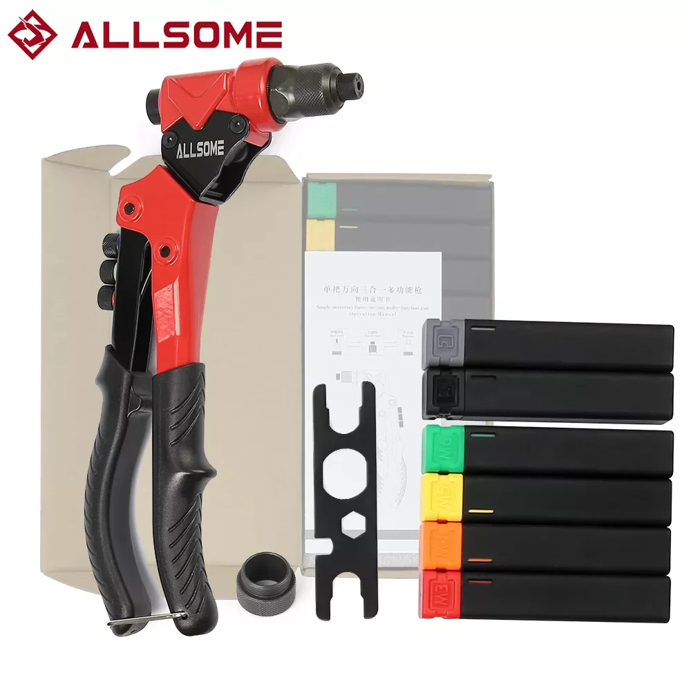 ALLSOME Single Universal 3 in 1 Multi Function Rivet gun with Nut rivet