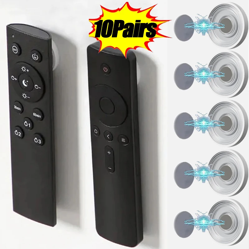 

10Pairs Magnetic Remote Control Holder Anti-Lost Wall Mount Magnet Hooks Fridge Sticker Storage Holder Home Decor Organizer Hook