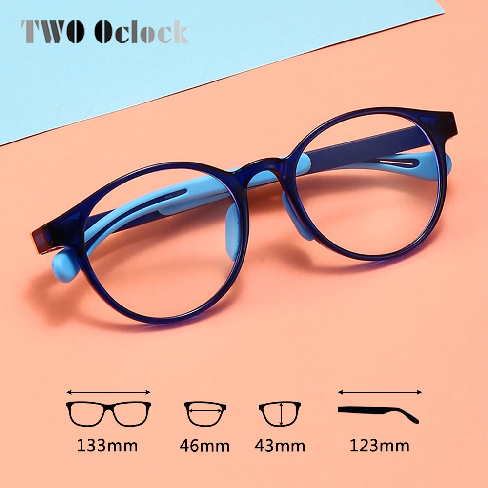 Flexible TR90 Kids Eyeglass Frames For Boys Girl Round Anti Blue Light
