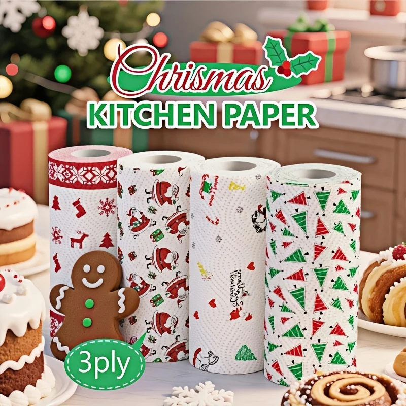 Christmas 3-Ply Printed Oil-Absorbent Kitchen Paper Towel 1