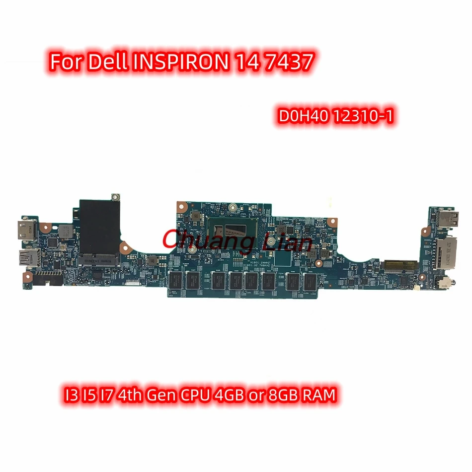 Материнская Плата D0H40 12310-1 Для Ноутбука Dell INSPIRON 14 7437.