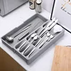 Cutlery Storage Box Kitchen Drawer Retractable Plastic Tray Utensils Organizer Knife Fork Spoon Divider Container Storage Boxs 3