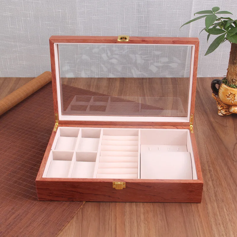 

New Upgrade 4+2 Grids Wooden Watch Boxes Display Case Holder Wood Jewelry Box Necklace Ring Storage Watches Organizer Casket