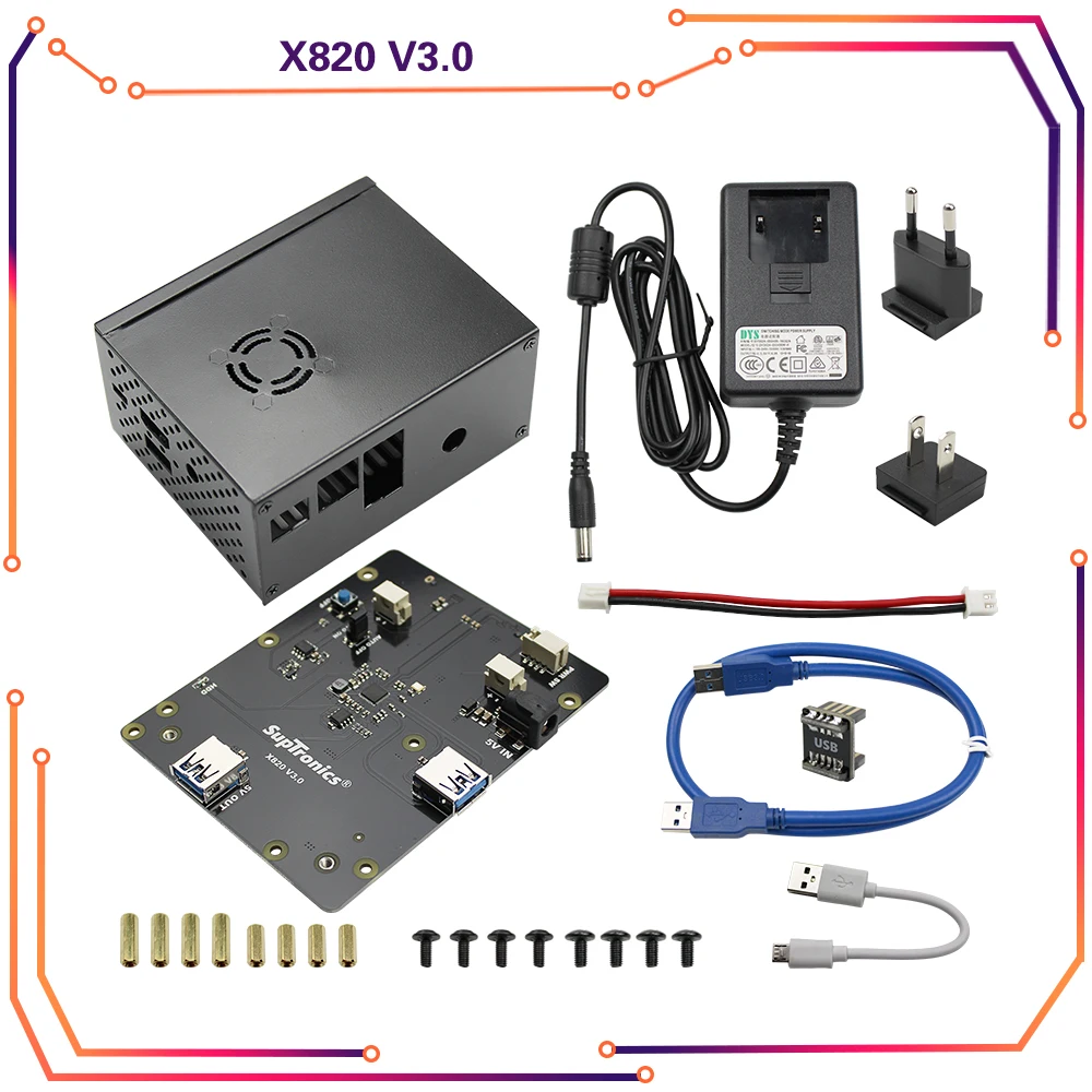 Raspberry pi Sata Hdd Placa de Expansão de Armazenamento X820 V3.0 Usb 3.0 Módulo de Disco Rígido Móvel para Raspberry pi Modelo b Mais 3b 2.5