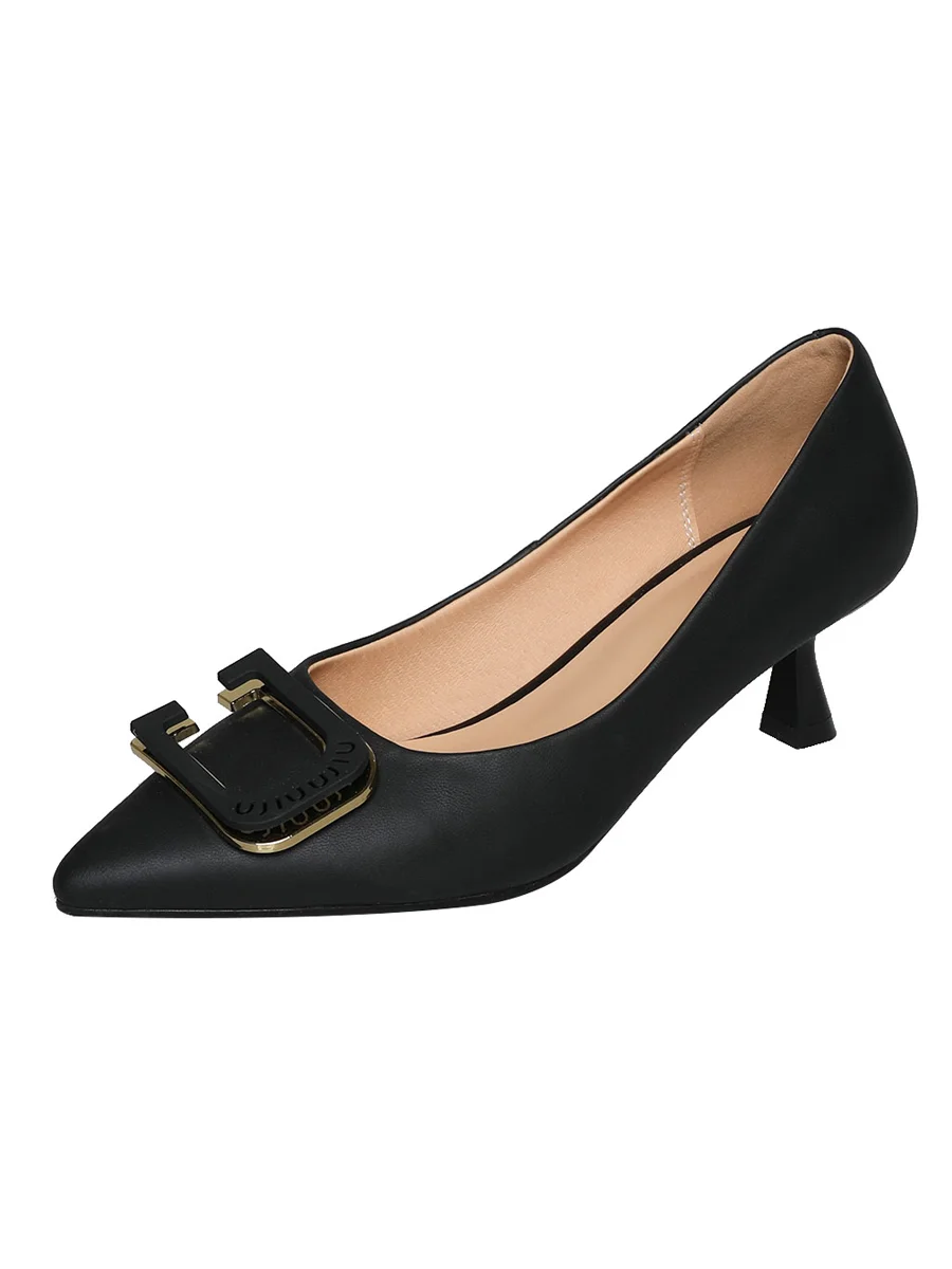 Lady style classic pointed toe stiletto high heels women square buckle decorative small size large size high heels women pumps 5