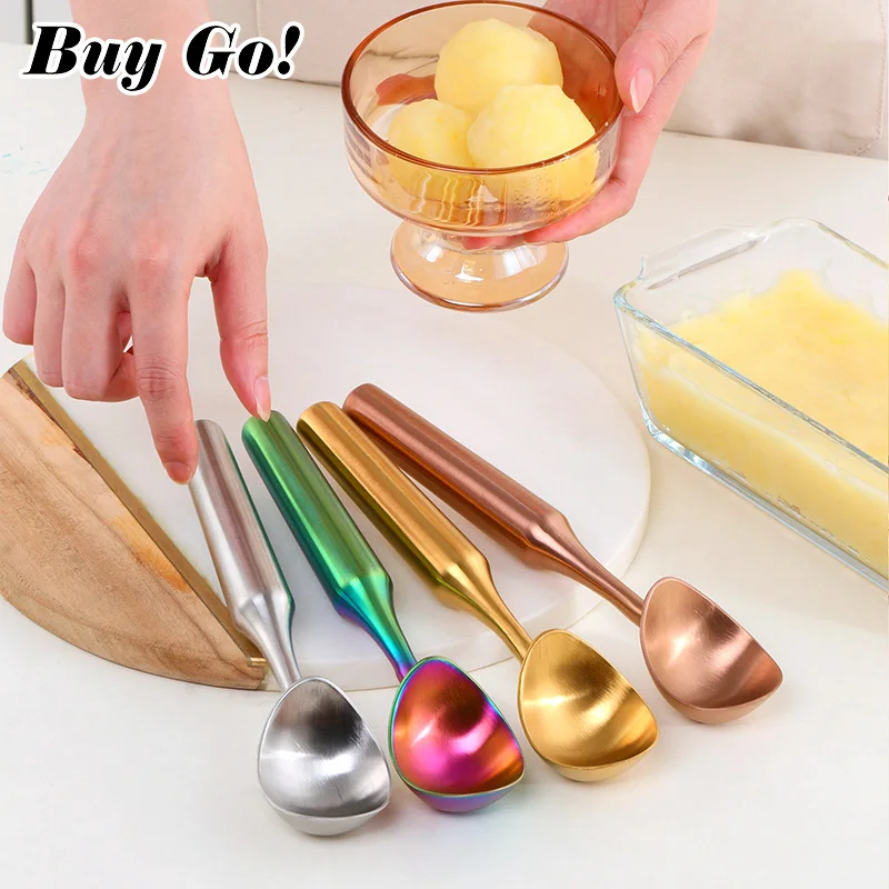 Ice Cream Scoops Stainless Steel Ice Cream Digger Non-Stick Fruit Ball Maker Household Watermelon Spoon Tool 1PC