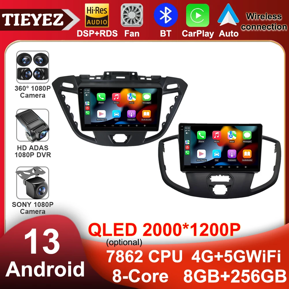 9 "Autoradio Multimediale Android Per Ford Tourneo Custom 1 I Transit 2012-2021 Lettore Audio Video Qled Monitor Navigazione Dello Schermo