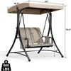 2-Seat Deluxe Outdoor Patio Porch Swing with Weather Resistant Steel Frame, Adjustable Tilt Canopy 3