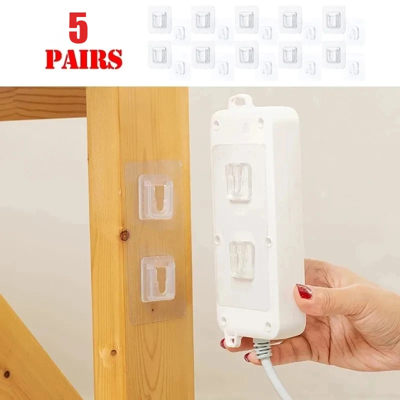 5-Pack Cable Organizer Wall Hooks with Strong Adhesive & Suction Cup