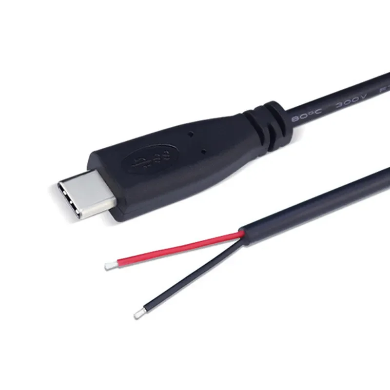 Customizable USB-C Cable with Open Ends - 0.3m, 1m, 2m Lengths Available