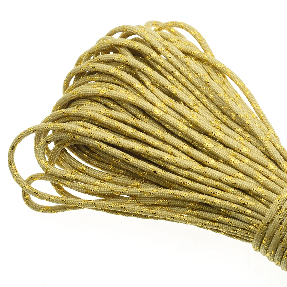 Gold & Silver 550 Paracord - Premium Mil-Spec Type III 7-Strand Core, 100 FT, 19 Vibrant Colors