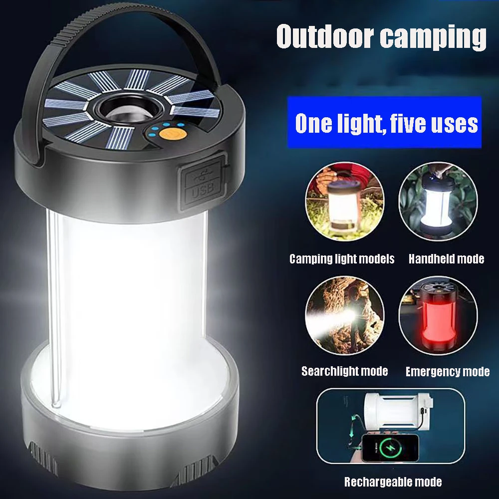 Camping Portable Lights Lantern Solar Rechargeable Led Lamp Outdoor