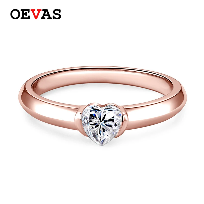 

OEVAS 100% 925 Sterling Silver Sparkling Real 0.5 Carat Moissanite Wedding Rings For Women Top Quality Engagement Fine Jewelry