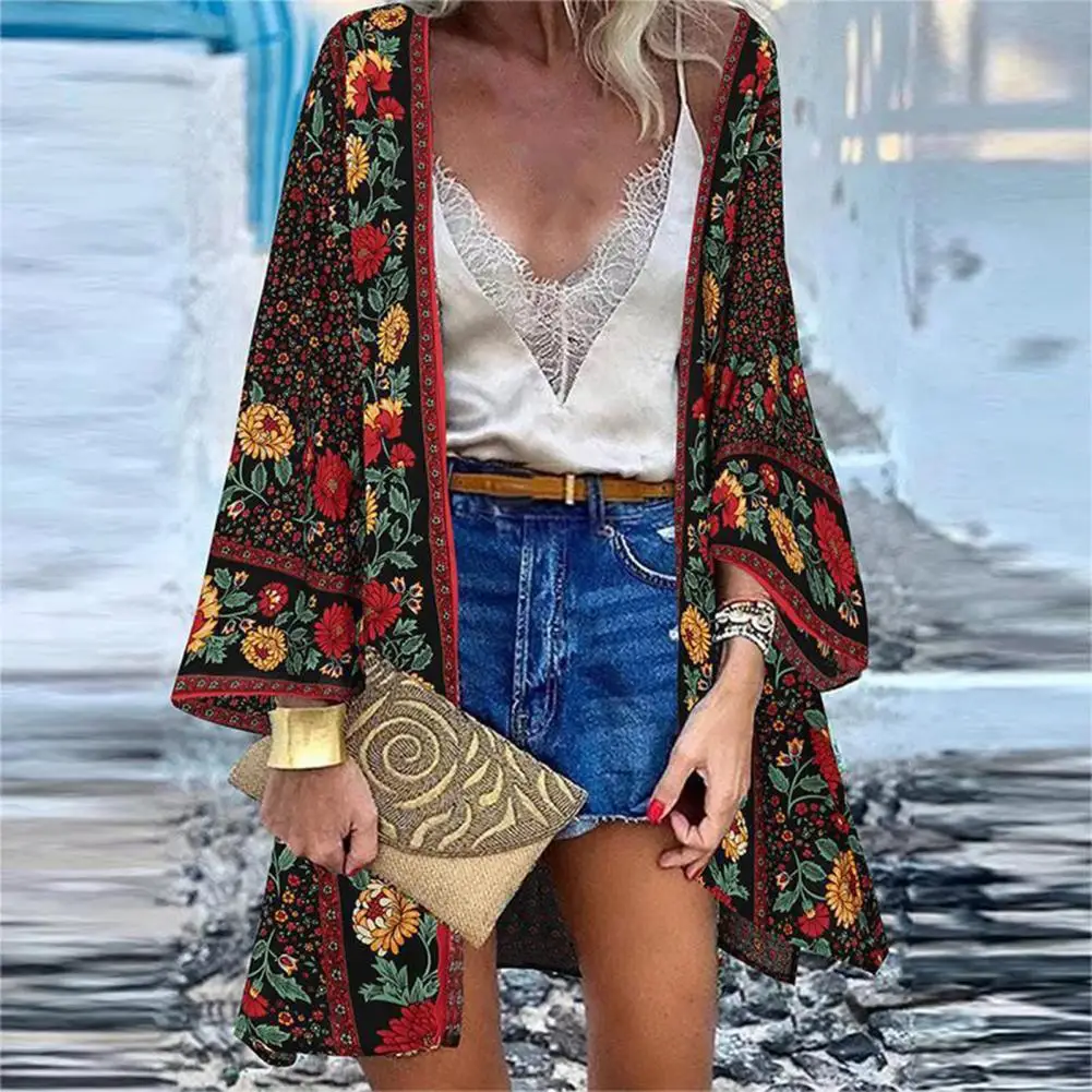 Swimsuit Cover Up Women Long Cardigan Beach Cover Up Loose Bikini Open Front Coat