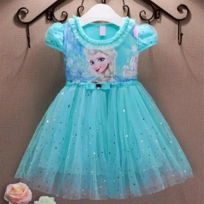 Girl Frozen Dresses Summer Baby Kid Clothes Princess Anna Elsa Skirt
