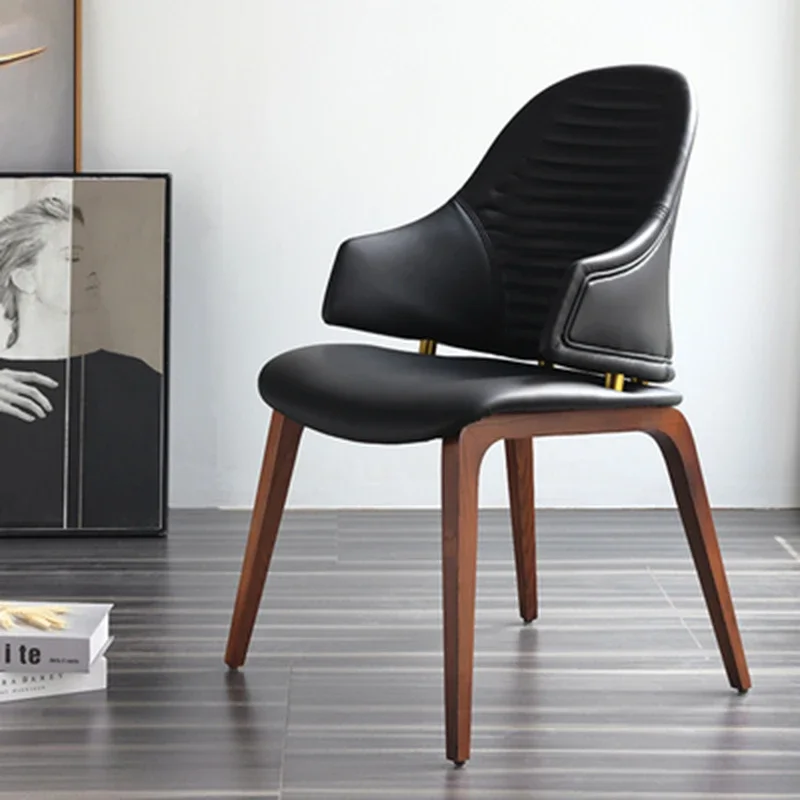 

Деревянный индивидуальный стул с подлокотниками, удобные офисные кресла из искусственной кожи в скандинавском стиле, современная роскошна...