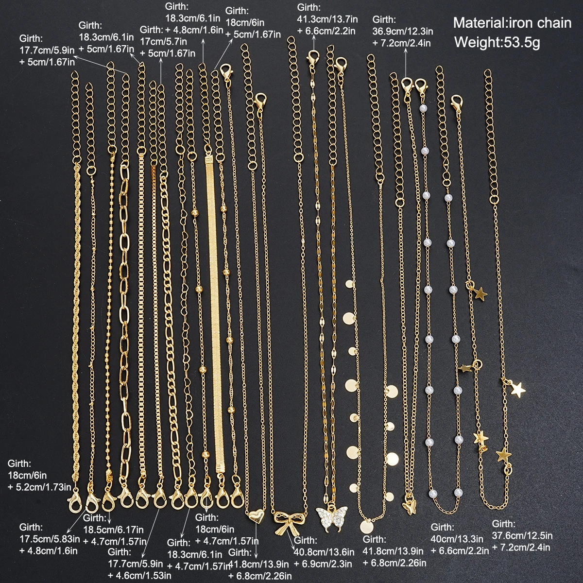 17pcs Fashion Minimalist Jewelry Set For Women Vintage Twist Snake Bone Heart Butterfly Star Pendant Necklace Bracelet Sets Gift 6