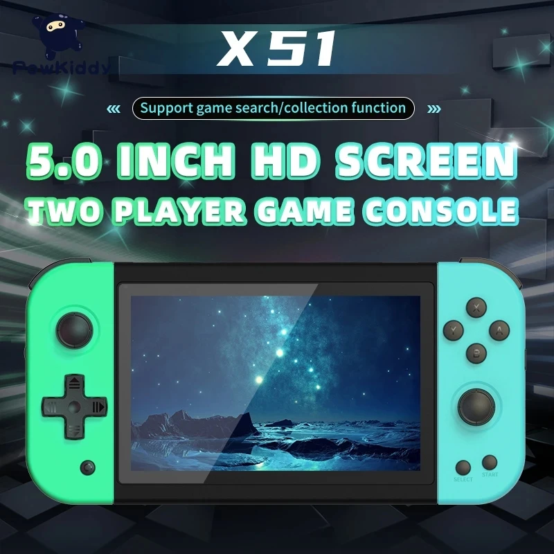 

POWKIDDY X51 Handheld Game Players 5 Inch HD Screen Retro Video Game Console Cheap Children's Gifts Support Two-Player Games