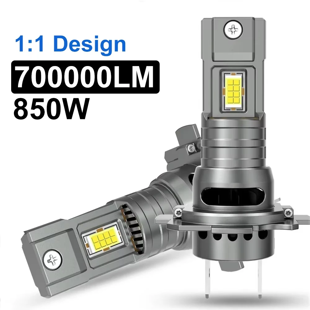 850W 캔버스 H7 LED 자동차 헤드라이트 1:1 미니 사이즈 LED 전구 6000K 700000LM 자동차 램프 안개등 CSP 무선 자동차 LED 터보 팬 12V