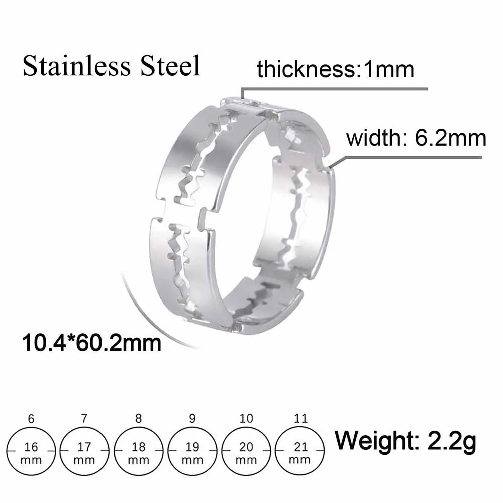 COOLTIME Anelli con lama in acciaio inossidabile per uomo Donna Punk Hip Hop Rock Argento Colore Coppia Anello Gioelleria raffinata e alla moda Regalo all'ingrosso - immagine 6