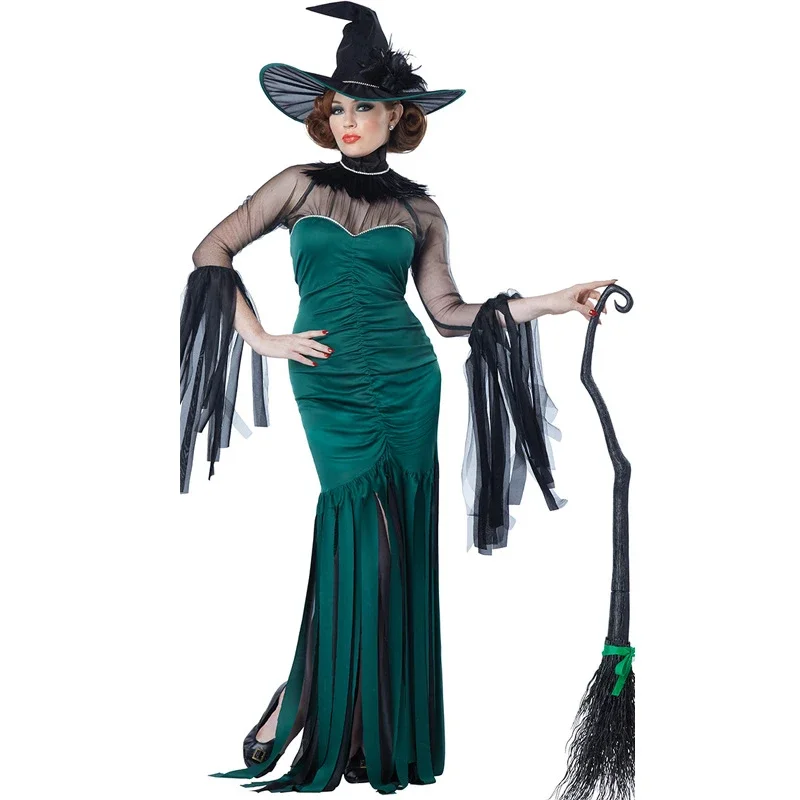 

Lady Carnival Halloween Pumpkin Witch Costume Multiple Long Classic Enchantress Playsuit Cosplay Fancy Party Dress