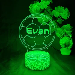 Custom Football 3D LED Night Light with Engraved Name - Soccer Lamp for Home Decor, 7 - Color Display, Perfect Christmas Gift (Lava Lamp Base)