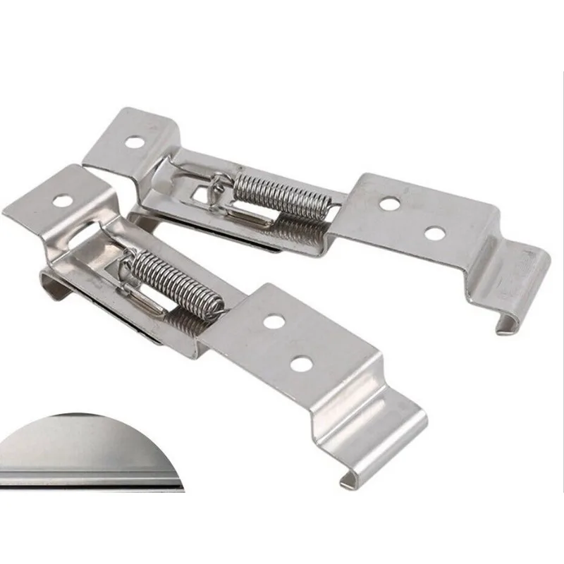 

2PCS Rectangular Car License Plate Spring Loaded Stainless Steel Bracket Cars Frame Holder Clamps Trailer Number Plate Clips