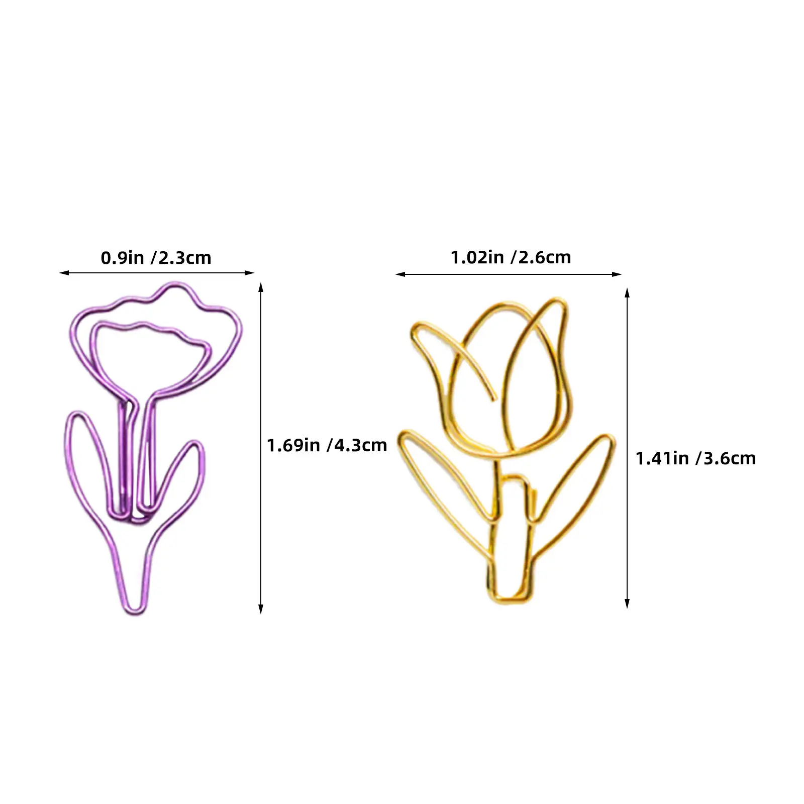 80Pcs 튤립 꽃 종이 클립 사무실 학교 용품을위한 귀여운 다채로운 금속 플래너 클립 장식 파일 조직