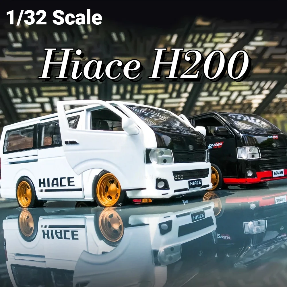 

Модель автомобиля Toyota Hiace H200 MPV, модель автомобиля из сплава, литый под давлением со звуком, модель автомобиля с 5 открытыми дверями, игрушки для мальчиков, 1/32
