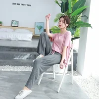 Summer  modal pajamas for women  thin section short-sleeved trousers suit two-piece loose comfortable pajama set  home service - Image 4