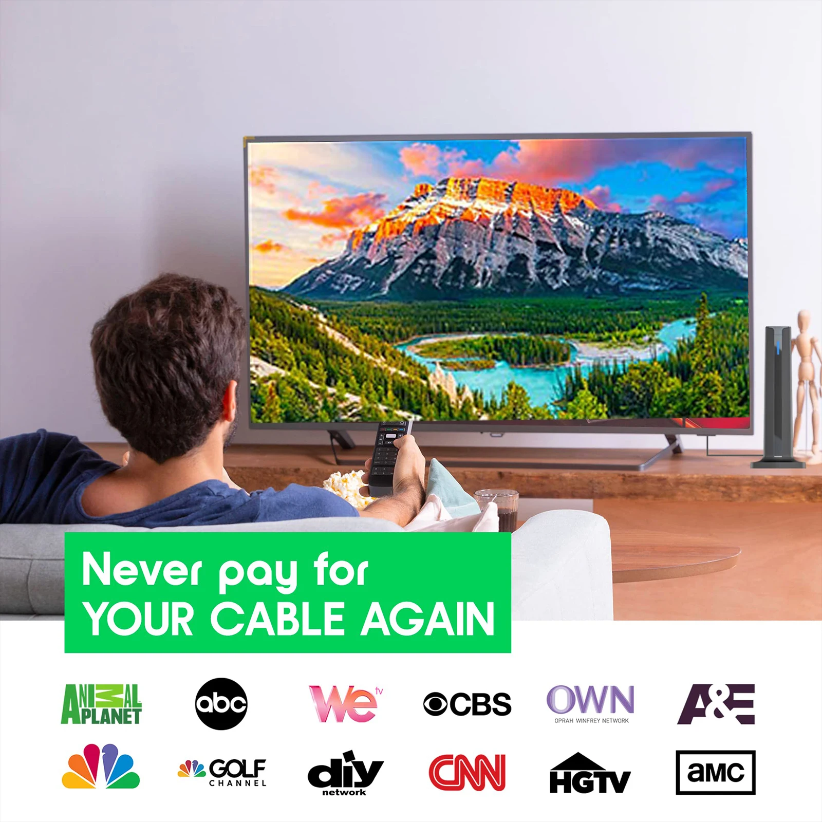 Innen-HD-Digital-TV-Antenne mit Signalverstärker, 200+ Meilen Reichweite, Unterstützt 4K 1080P für Alle Fernsehgeräte-Modelle, Lokale Kanäle – Detail 10