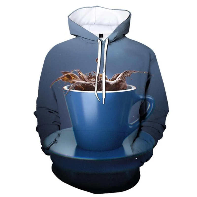 thumbnail image 1 of Sudadera con capucha con estampado 3D de taza de café para hombre, sudadera con capucha de gran tamaño con gráficos, nuevo diseño, sudadera transpirable, abrigo de manga larga, 1 of 5