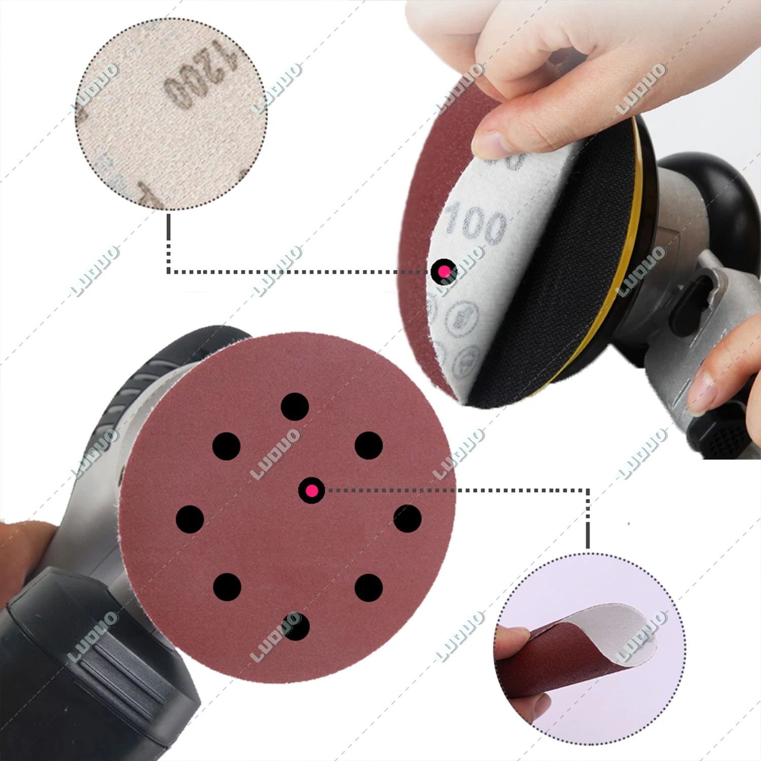 5 Inch Round Sandpaper 30PCS 8 Hole Sanding Disc Metal Auto Wood Car Wheel Restoration Polishing Kit 60#-5000# Grit Sand Sheet sanding discs,sandpaper set,polish sand paper,sandpaper tools,sander pads