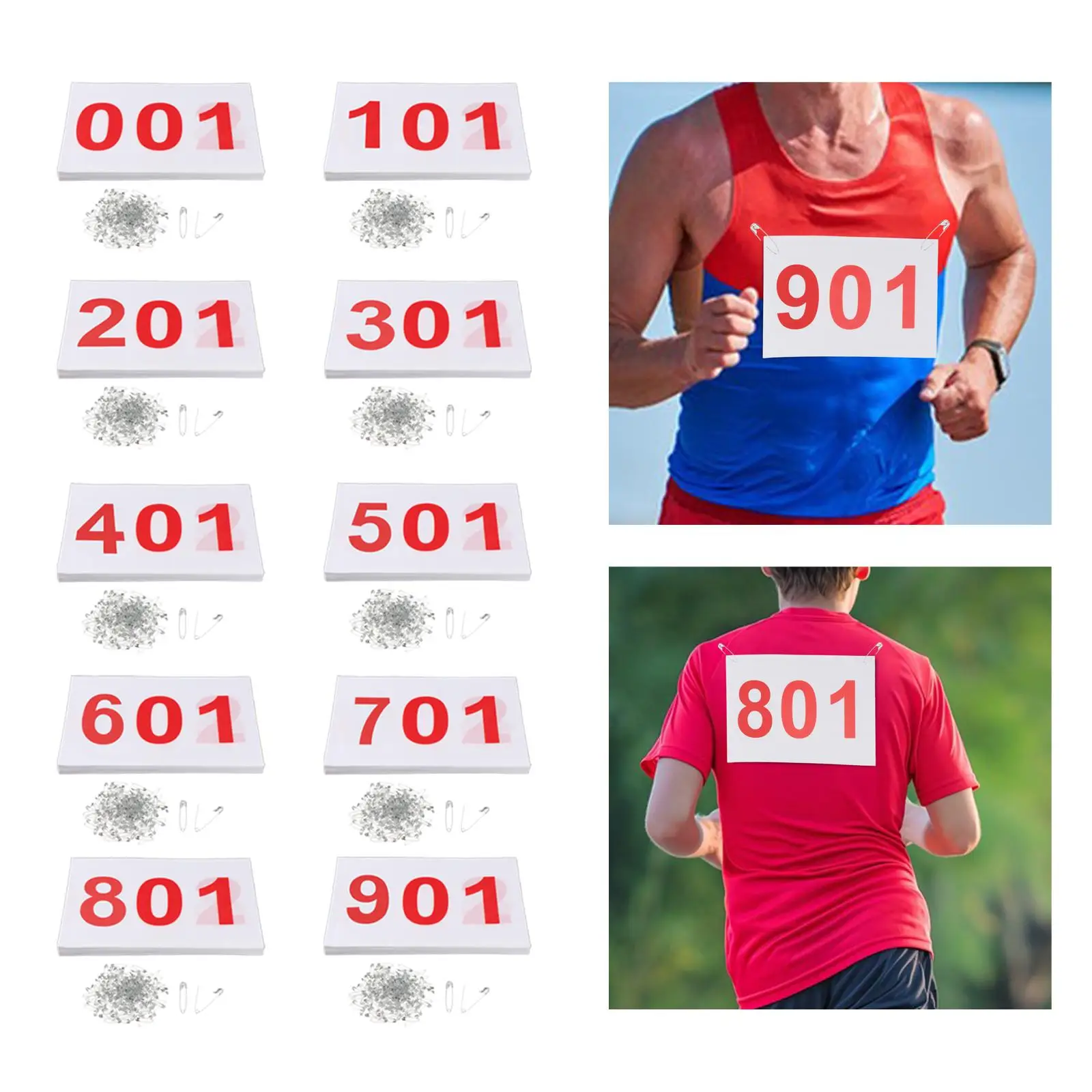 100Pcs Running Bibs Numbered Racing Bibs Athlete Race Numbers for Triathlon Competition Events Athletics Sports Event Cycling
