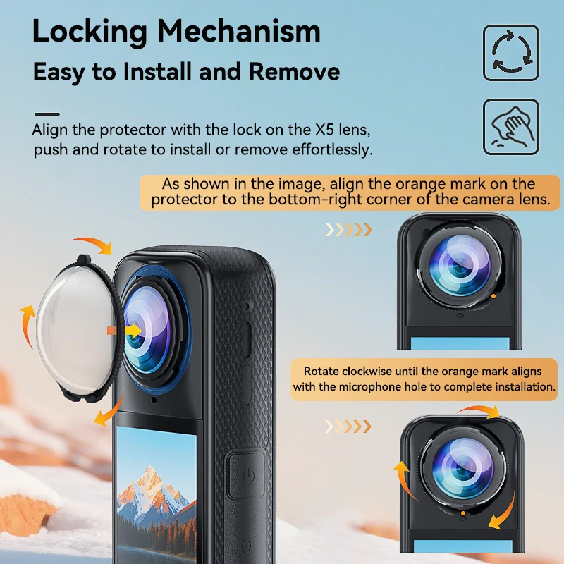 Comparaison côte à côte : protège-objectif en verre premium et plastique standard pour Insta360 X5/X4, le verre étant plus clair.