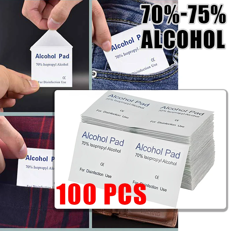 100Pcs Disposable Alcohol Cotton Pads